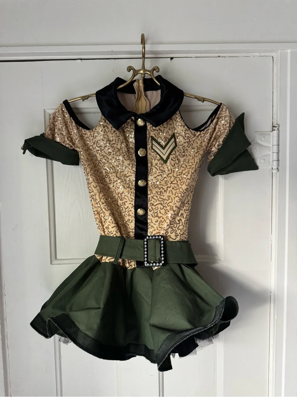 Weissman Mighty Wings LC Military Dance Costume Gold Sequin Green